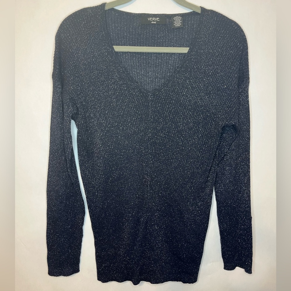 Verve Ami Navy/Silver Women's Size M Sweater, lightweight